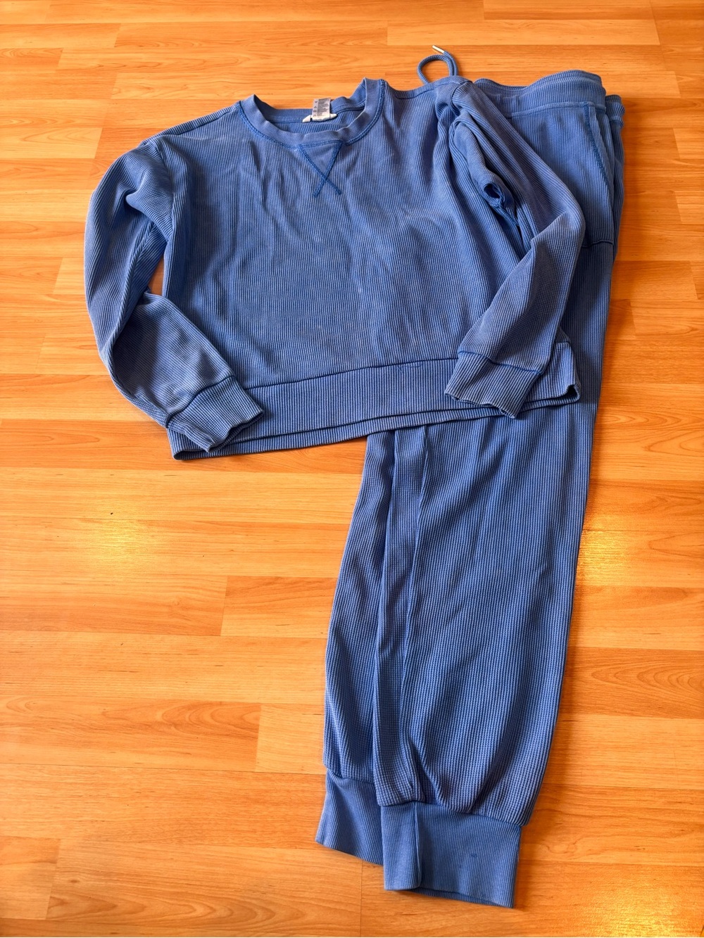 Jockey Blue Ribbed Jogger Pants & Sweatshirt Set
